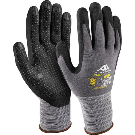 GUANTI DA LAVORO NITRILE ANTISCIVOLO TRASPIRANTI NERO TG. 8M-9L-10XL ACTIVE GEAR, " 8/M " (1/3)