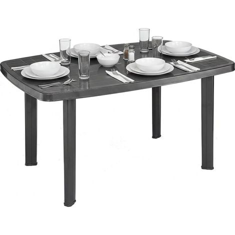 Garten-/Terrassentisch Greggs, 6 Sitze, max. 137 cm, Made in Italy, glatte Oberfläche, 137x85x72h cm Anthrazit
