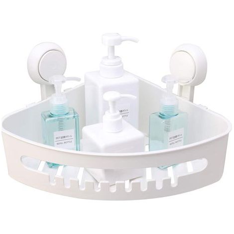 Porte-serviettes de douche-coin à ventouse-Étagère de rangement murale-Aucun perçage requis, détachable (1/5)