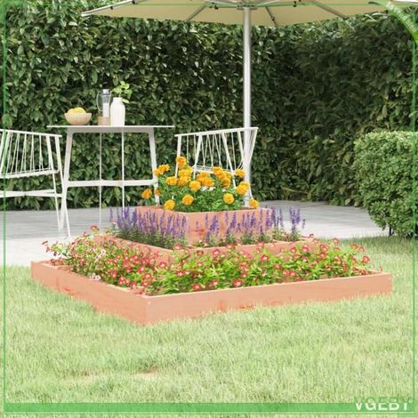 Jardinière - FAFEICY - Modèle à 3 niveaux - Bois de douglas massif - 80 x 80 x 27 cm - Cadre robuste (1/5)