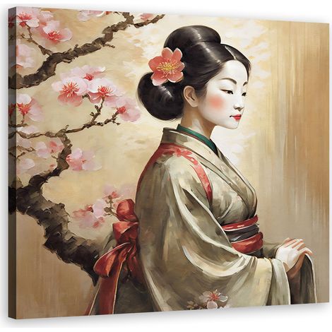 Tableau déco Femme japonaise geisha 30x30 (1/5)