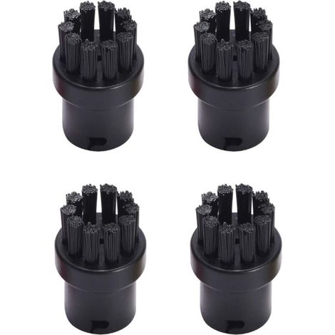 Lot de 4 brosses rondes de rechange pour nettoyeurs vapeur Kärcher SC1 SC3 SC4 SC5 SC7 Noir (1/4)