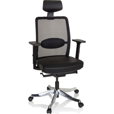 Bürostuhl / Drehstuhl SENATOR PRO Netzstoff / Leder schwarz hjh OFFICE (1/5)