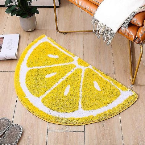 Tapis de bain demi-rond en microfibre douce forme citron 40 cm x 60 cm (1/5)