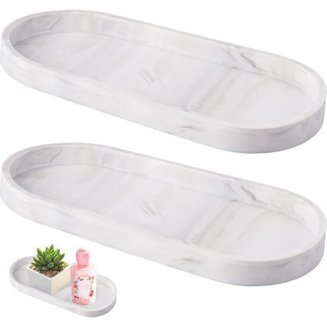 2 Pièces Plateau Salle de Bain, 25×11×2 cm Silicone Plateau Decoratif (1/5)