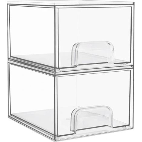 Boîtes de rangement empilables, organisateurs de salle de bain en acrylique, rangement pour garde-manger, organisation et rangement de la maison (1/4)