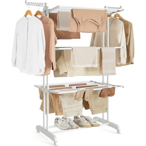 Etendoir Linge Interieur Exterieur, Séchoir Mobile à 4 Niveaux (1/5)