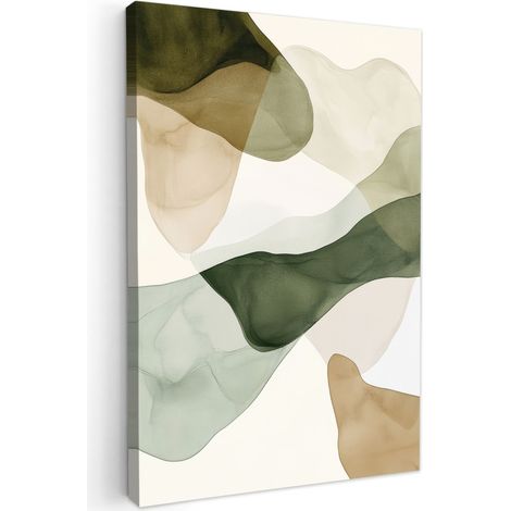 CUADRO EN LIENZO Japandi - Abstracto - Verde Cuadros Grande 80x120 cm