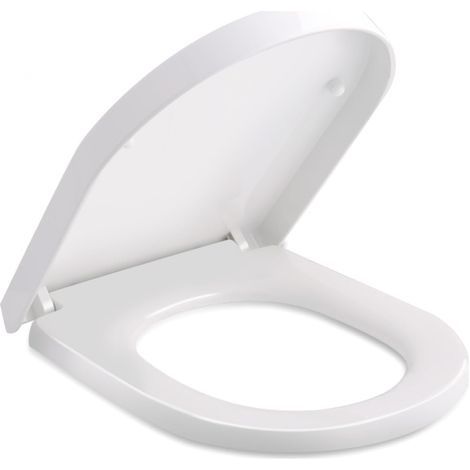 Siège de toilette en PP en forme de U 37 cm de large Réglable de 43 à 48 cm de longueur Convient pour un espacement des trous d'installation de 9,5 à 18,5 cm Couvercle de toilette universel (46 x 36 x (1/5)