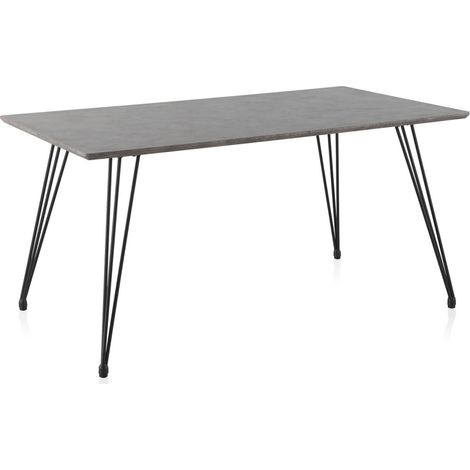 Table effet béton gris avec pieds métal design industriel - gris effet béton et noir (1/5)
