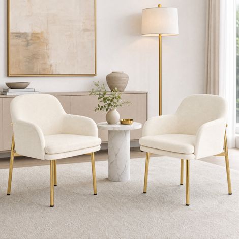 Sedia da pranzo minimalista, schienale ergonomico, gambe regolabili, portata 125 kg, metallo e legno, bianco (1/5)