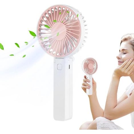 Mini ventilateur portable rose – 3 vitesses – Rechargeable USB – Silencieux – Intérieur/extérieur – 20x9 cm (1/5)