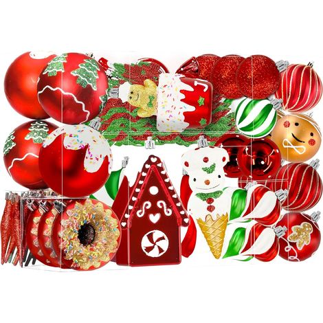 Palline di Natale Infrangibili Set 86 Rosso-Verde-Bianco (1/5)