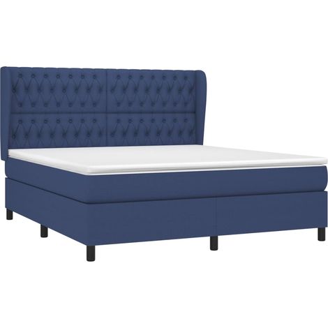 vidaXL Sommier à lattes de lit avec matelas Bleu 180x200 cm Tissu (1/5)