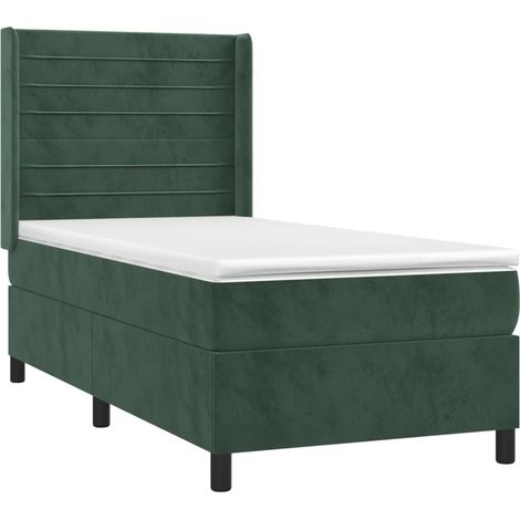 Giroletto a Molle con Materasso Verde Scuro 90x190 cm Velluto vidaXL (1/4)
