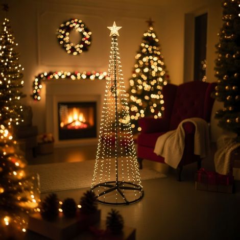 Grande albero di Natale a LED da 220 cm su struttura metallica con decorazioni luminose (1/5)
