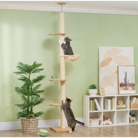 Tiragraffi da soffitto regolabile 230-250 cm con sisal e sistema anti-ribaltamento OKWISH (1/5)