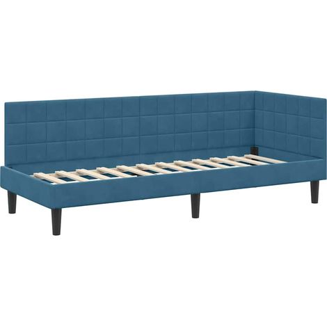 Lit simple,Lit adulte,Cadre de lit d'angle avec tête de lit Bleu 80 x 200 cm Velours CFW5208657 (1/5)