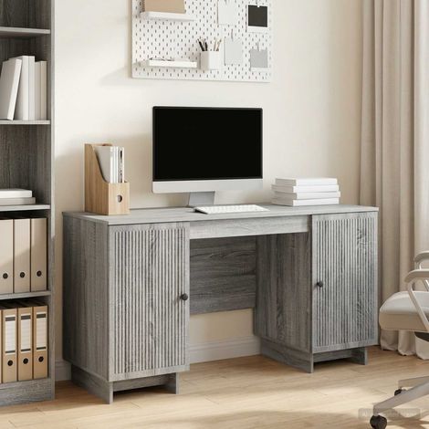 vidaXL Schreibtisch Grau Sonoma Holzwerkstoff 142,5 x 50 x 75 cm (1/5)