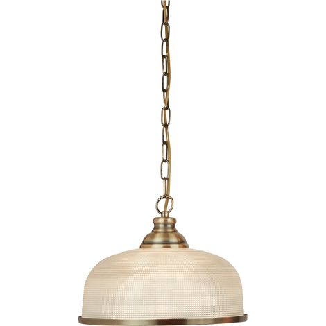 Searchlight Bistro - Plafonnier Dome 1 Lumière Blanc, Laiton Antique, Verre, E27