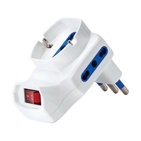 ADATTATORE TRIPLO 16A-10/16A+SCHUKO AIGOSTAR - BIANCO 2P+T + INTERRUTTORE- 2 pezzi
