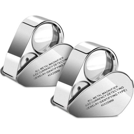 Lot de 2 loupe de loupe à lentille UV à LED de bijoutier 40X éclairée Loupe de bijoutiers, tissu pour LED Détection de devises Détection des bijoutiers.. (1/4)