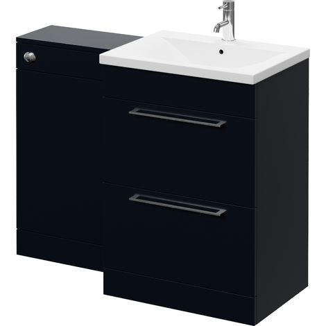 Napoli 460 Deep Blue 1100mm 2 Drawer Vanity Unit Toilet Suite with Glide Basin - 1100mm - Chrome 320mm HandleWithout Kingston Toilet Pan