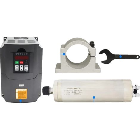 Moteur de broche à refroidissement par eau, puissance de 2,2 kW, vitesse réglable jusqu'à 24000 tr/min, AJOUTER le collier VFD (1/2)