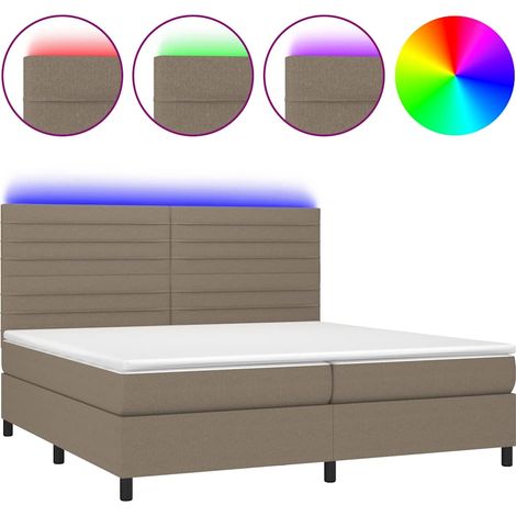 Maison Exclusive - Letto a Molle Materasso e LED tortora 200x200cm in Tessuto (1/5)