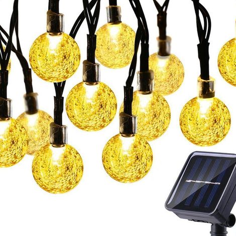 Guirlande Lumineuse Solaire, Hoteril Guirlande Lumineuse Exterieure 50 LED Cristal Boules IP65 Etanche ， 8 Modes Lumières Intérieur, Extérieur, Maison, Jardin, Fête, Patio, Parti (1/5)