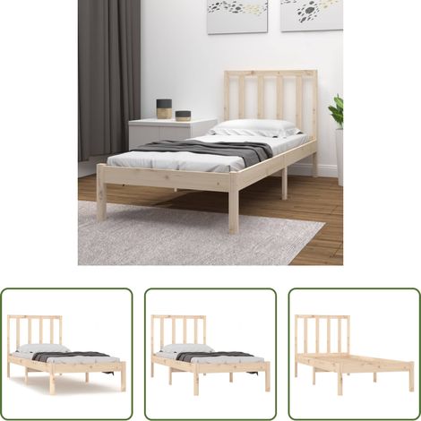 Lit en bois - Cadre de lit sans matelas 75x190 cm bois de pin massif (1/5)