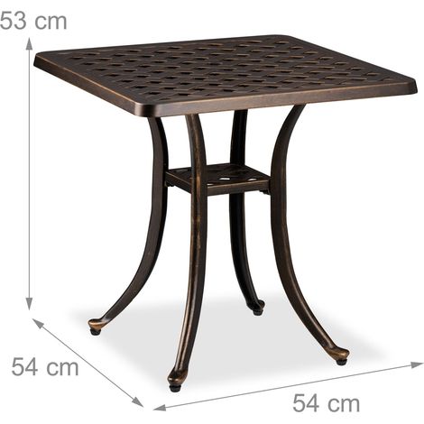 Tavolo da giardino rustico regolabile per terrazzo e balcone 150 x 80 x 74 cm in alluminio fuso marrone 130016721