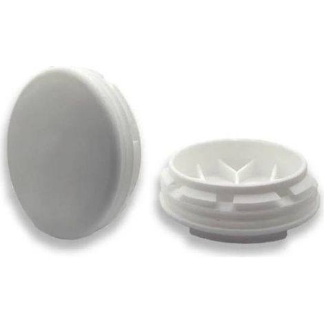Ajile - Bouchon embout rond plat de finition BLANC pour tube de diam. 50 mm