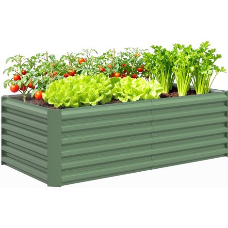 Hochbeet aus hellgrünem, verzinktem Stahl, 180x90x57,5 cm – unten offenes Gemüsebeet, robuster Pflanzbehälter für Pflanzen, Gemüse und Blumen, ideal für den Hochbeetanbau im Freien.
