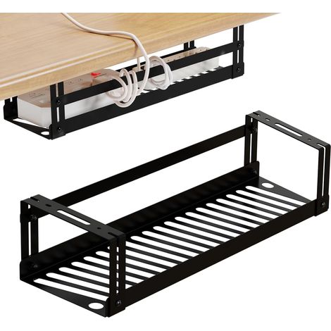 Chemins de Câbles sans Percer, Cable Management Bureau, Noir Range Cable Bureau pour Gestion des Câbles, Support Multiprise (1/5)