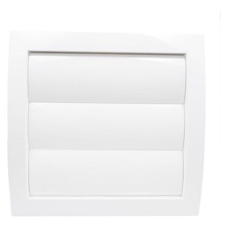 Weiß. Anschlussdurchmesser 100 mm. Lüftungsgitter mit verstellbaren Lamellen, Jalousie und Rückschlagklappe. Aus ABS-Kunststoff. (1/5)