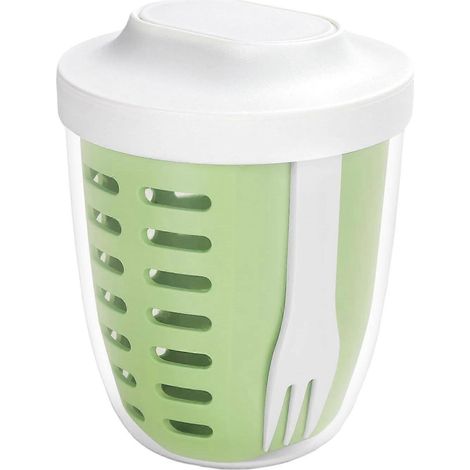 Barquette à salade de fruits avec couvercle et fourchette, 590 ml (20 oz), en plastique hermétique, pour réfrigérateur, anti-fuite, réutilisable, idéale pour le bureau, les fêtes et les voyages. (1/5)