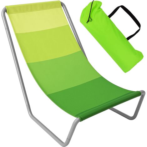Lettino da spiaggia pieghevole Olek a righe verdi (1/5)