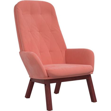 Fauteuil lounge en velours rose (1/5)