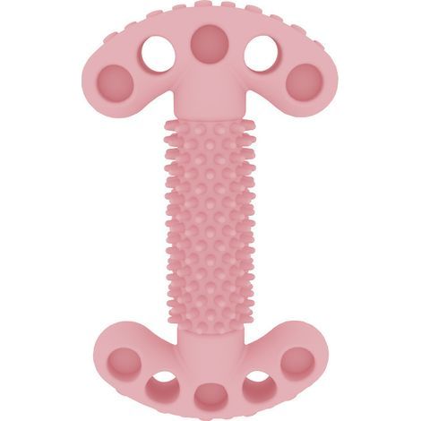Juguete masticable con forma de hueso en forma de T para mascotas, ideal para la limpieza dental y para roer (rosa claro). (1/5)