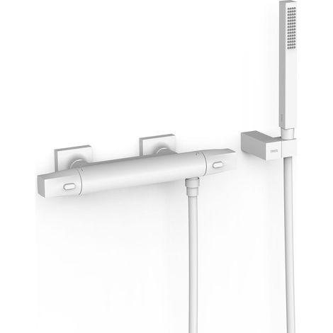 TRES 19016459BM OVER-WALL Grifo Termostático Mural Over-Wall Ducha Color Blanco Mate - ref: 19016459BM