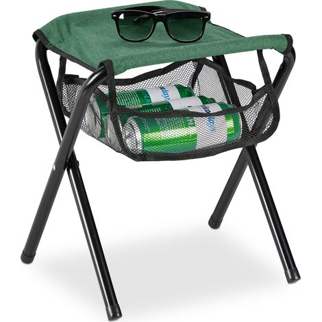 Relaxdays folding camping stool with bag, holds weight of up to 120kg, folding, lightweight fishing seat, outdoor, green