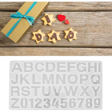 Moule en silicone à motifs de lettres et de chiffres anglais, pour pudding au chocolat ou autre outil de pâtisserie. (1/5)