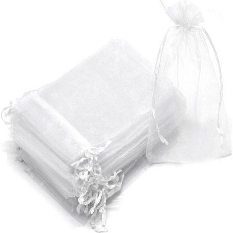 (Blanc)Sacs de protection de fruits - Blanc - Lot de 100 - 20 x 30 cm - Organza - Cordon de serrage (1/5)