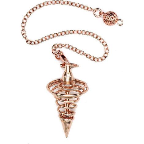 Pendule de radiesthésie en métal avec chaîne, bijou de divination Reiki guérison spirituelle amulette spirale enroulée pointe yoga. (1/4)