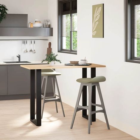 Pieds de table de bar en U 2 pièces Noir 40 x (100-101) cm Acier