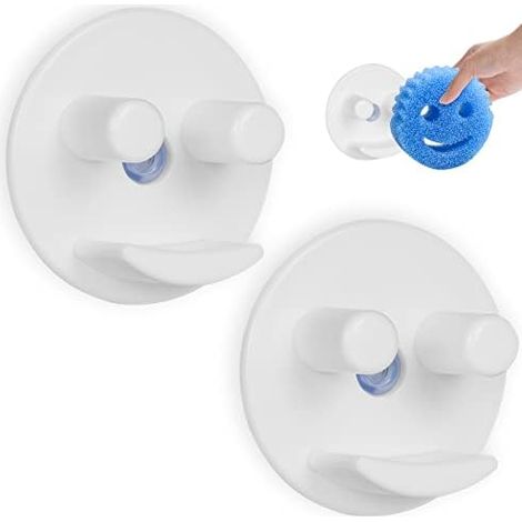 CSPARKV 8x8x3.5cm Kitchen Sink Sponge Holder, Sponge Holder, 2pcs Self Adhesive Sponge Holder for Kitchen Accessories, Bathroom Sponge Holder with Suction Cup Installation (Sponges Not Included)