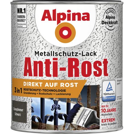 Alpina Metallschutz-Lack Eisenglimmer 750 ml schwarz Metallack Schutzlack (1/3)