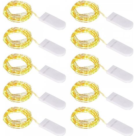 Guirlande Lumineuse [Lot de 20], Mini Guirlande LED a Pile M 0 LEDs Fil de Cuivre Intérieur et Extérieur Décoration Lumière pour Chambre Noël Mariage Fête Soirée Maison Jardin (Blanc Chaud) (1/5)