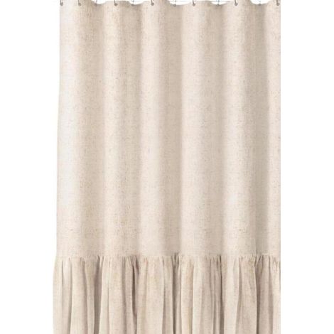 Cortina de ducha antimoho, de lino, incluye 12 anillas, apta para baño, 183 x 183 cm, beige. (1/5)